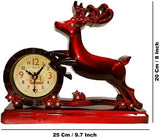 Analog Red Color Deer Table Clock K3921