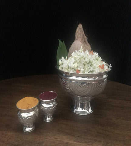 Sigaram German Silver Pooja Flower Basket For Home Pooja Decore K2566