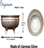 Sigaram German Silver Pooja Basket, Flower Basket, Fruit basket For Pooja Thali, Festival Decoration and Office K2562