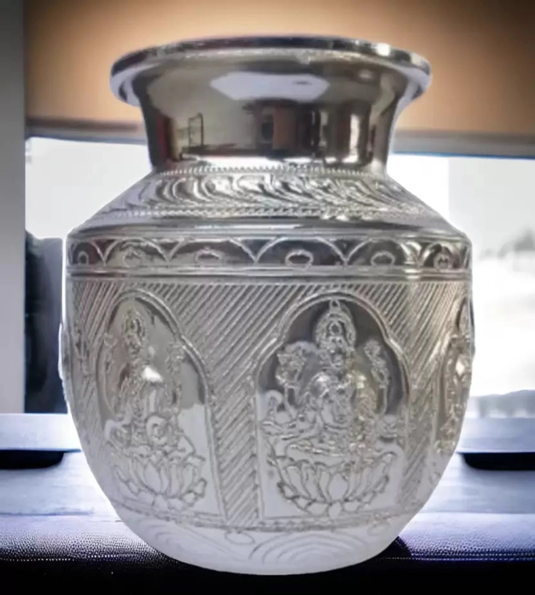 Sigaram Antique German Silver Ashtalakshmi Kalash For Festival Decoration and Office K4297