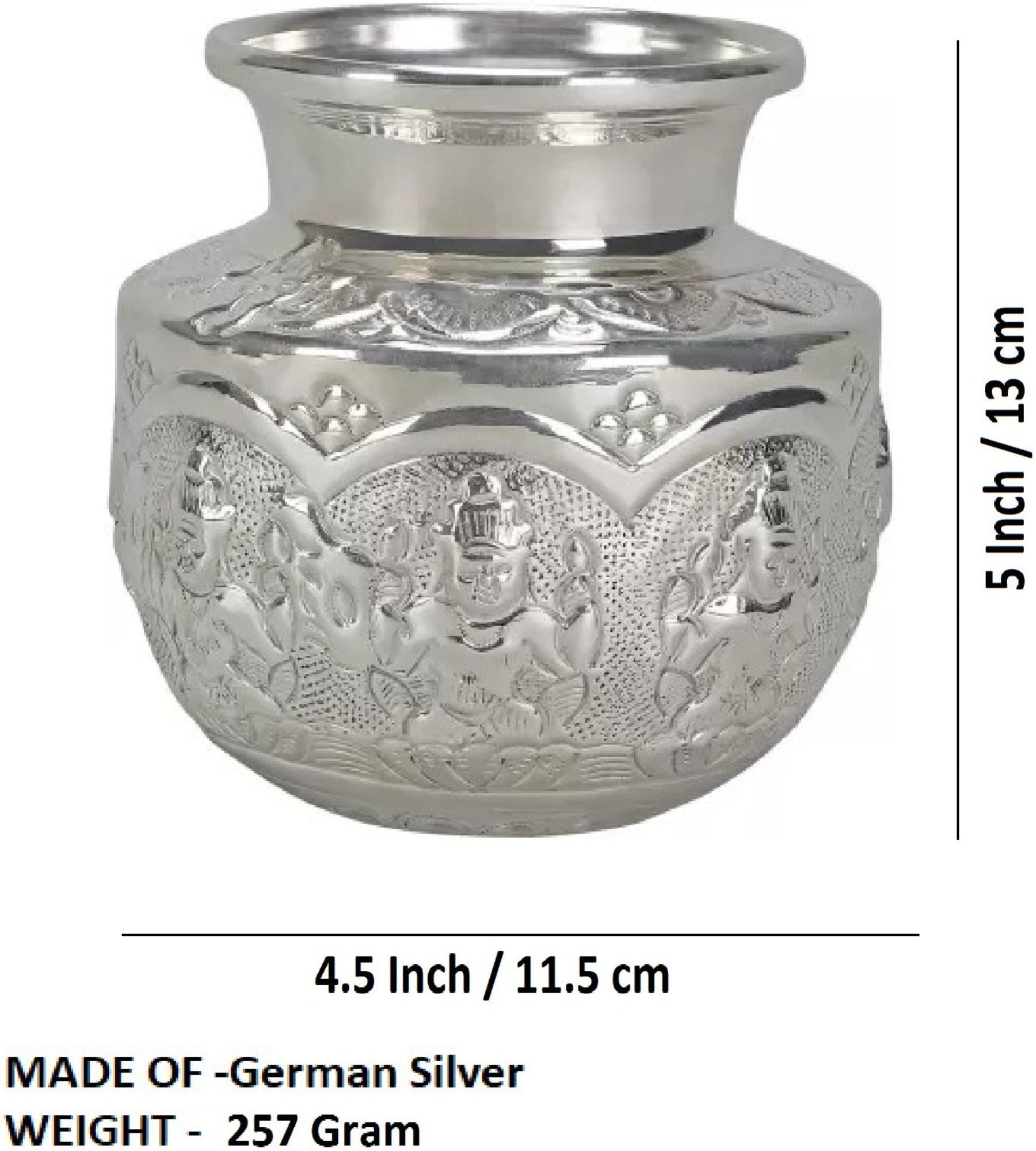 Sigaram German Silver Ashtalakshmi Kalash For Festival Decoration and Office K3977