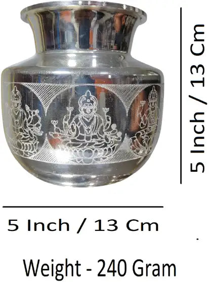 Sigaram 5X5 Inch Asta Lakshmi Floral Design On Plain Kalash for Pooja Decor K4142