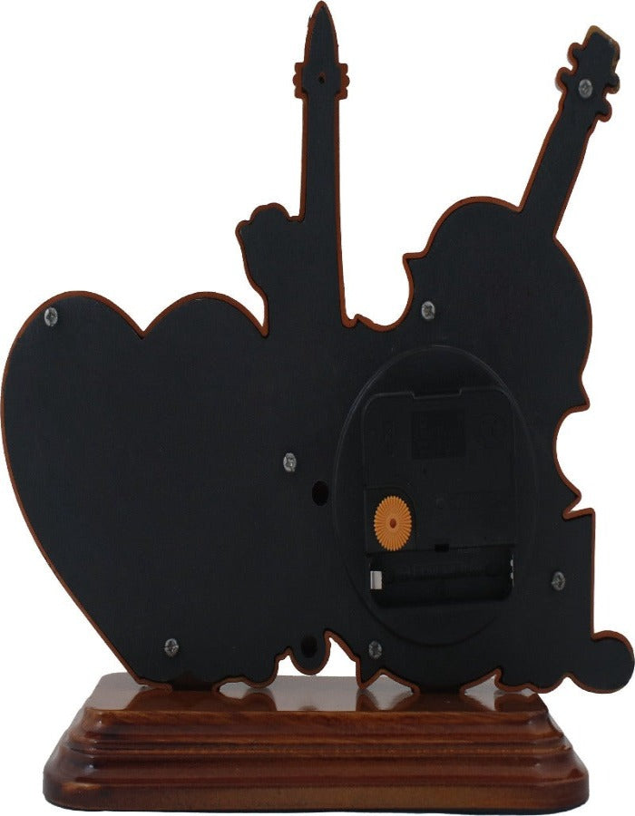 Guiter Effile Tower Photo Frame with Brown Wood Finish Table Clock