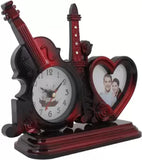 Guiter Effile Tower Photo Frame with Red Wood Finish Table Clock