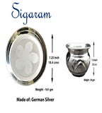 Sigaram German Silver 7 Inch Plate and Kum Kum Cup For Home Pooja Decore K2426