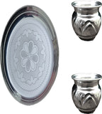 Sigaram German Silver 8 Inch Plate and Kum Kum Cup For Home Pooja Decore K2434