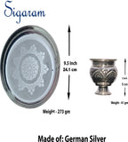 Sigaram German Silver 9 Inch Plate and Kum Kum Cup For Home Pooja Decore K2442