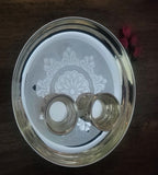 Sigaram German Silver 9 Inch Plate and Kum Kum Cup For Home Pooja Decore K2442