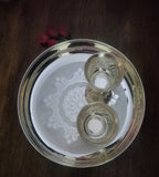 Sigaram German Silver 9 Inch Plate and Kum Kum Cup For Home Pooja Decor K2444