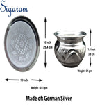 Sigaram German Silver 10 Inch Plate and Kum Kum Cup For Home Pooja Decore K2449