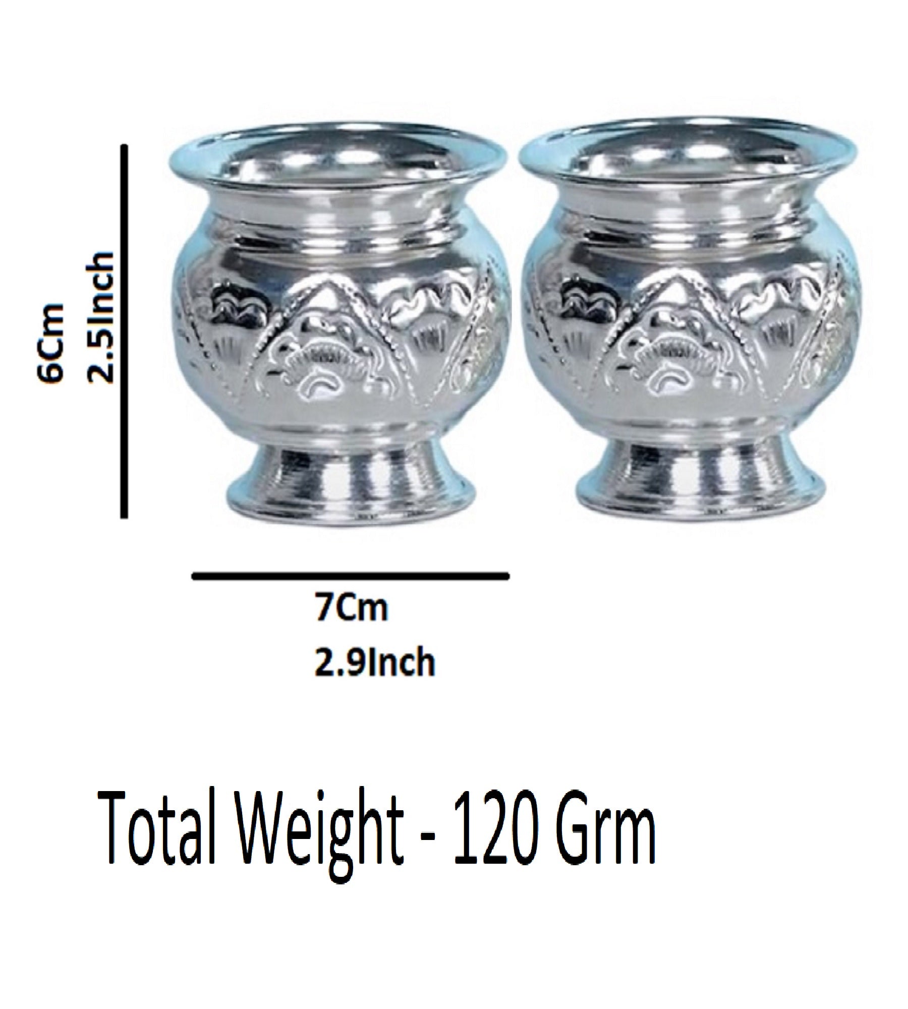 Sigaram German Silver 2.5 Inch Kum Kum Bharani Cup For Home Pooja Decor K2514