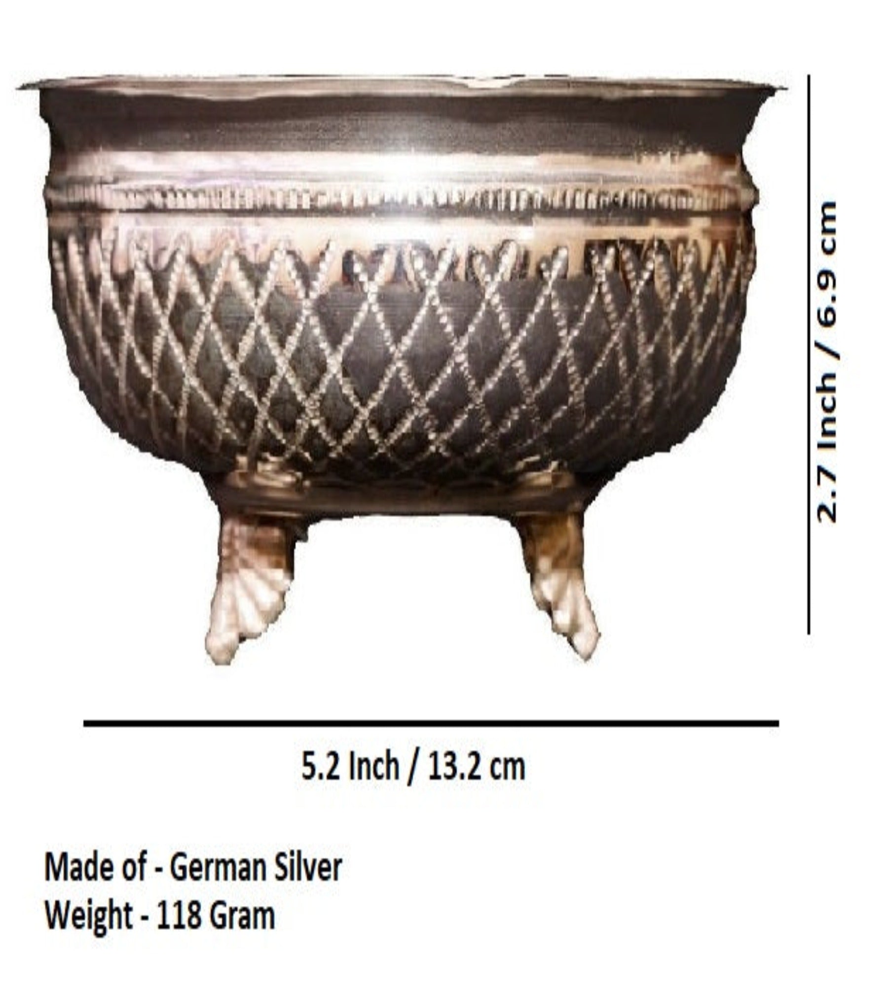 Sigaram German Silver lower Basket, Fruit basket For Pooja Thali, Festival Decoration and Office K2563