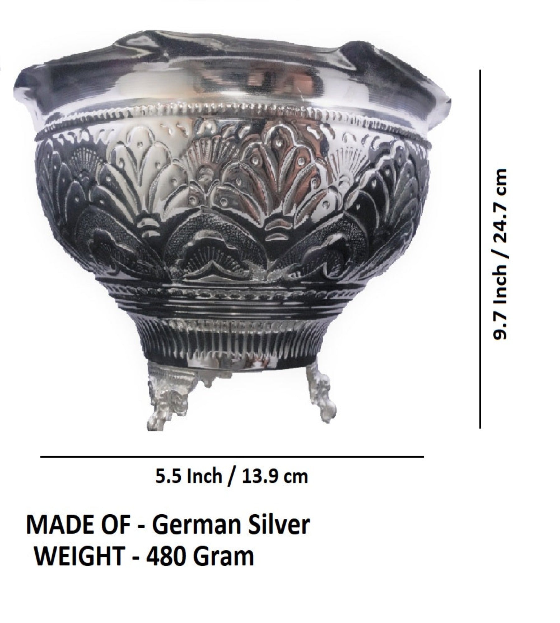 Sigaram German Silver Pooja Flower basket For Pooja Thali, Festival Decoration, Office and Return Gift K2572