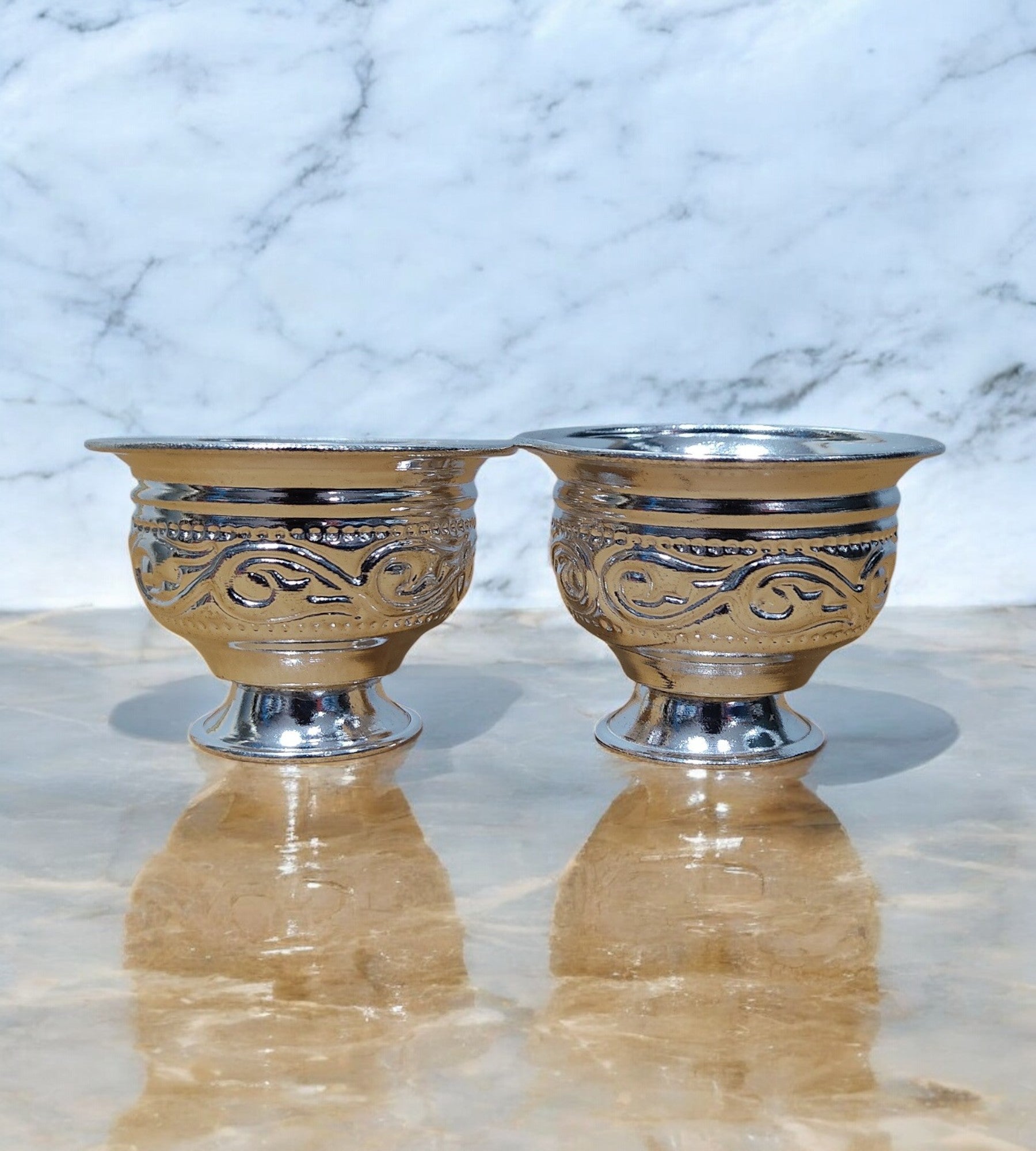 Sigaram 2 Inch German Silver KumKum Barani is best for Home, Office and Temple Poojas K3116