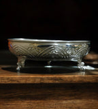 Sigaram German Silver 8 Inch Floral Designed Plate With Stand For Home Pooja Decor K3126