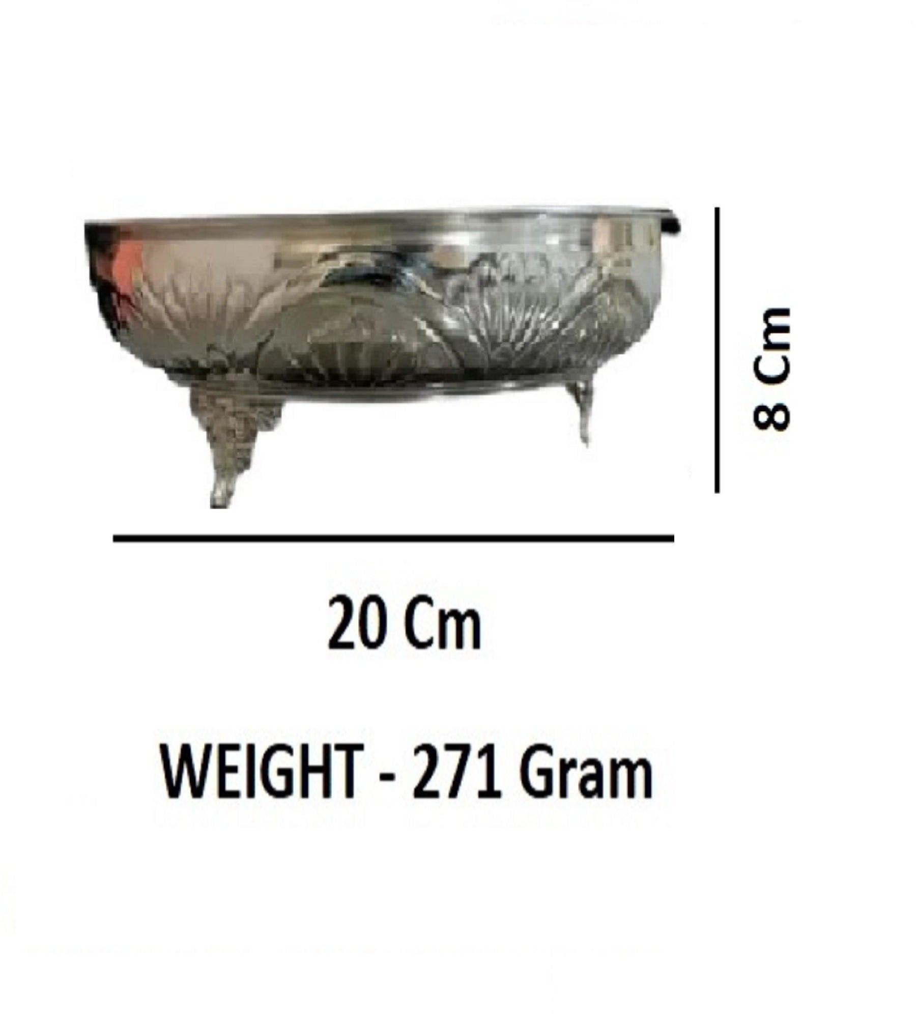 Sigaram German Silver 8 Inch Floral Designed Plate With Stand For Home Pooja Decor K3126