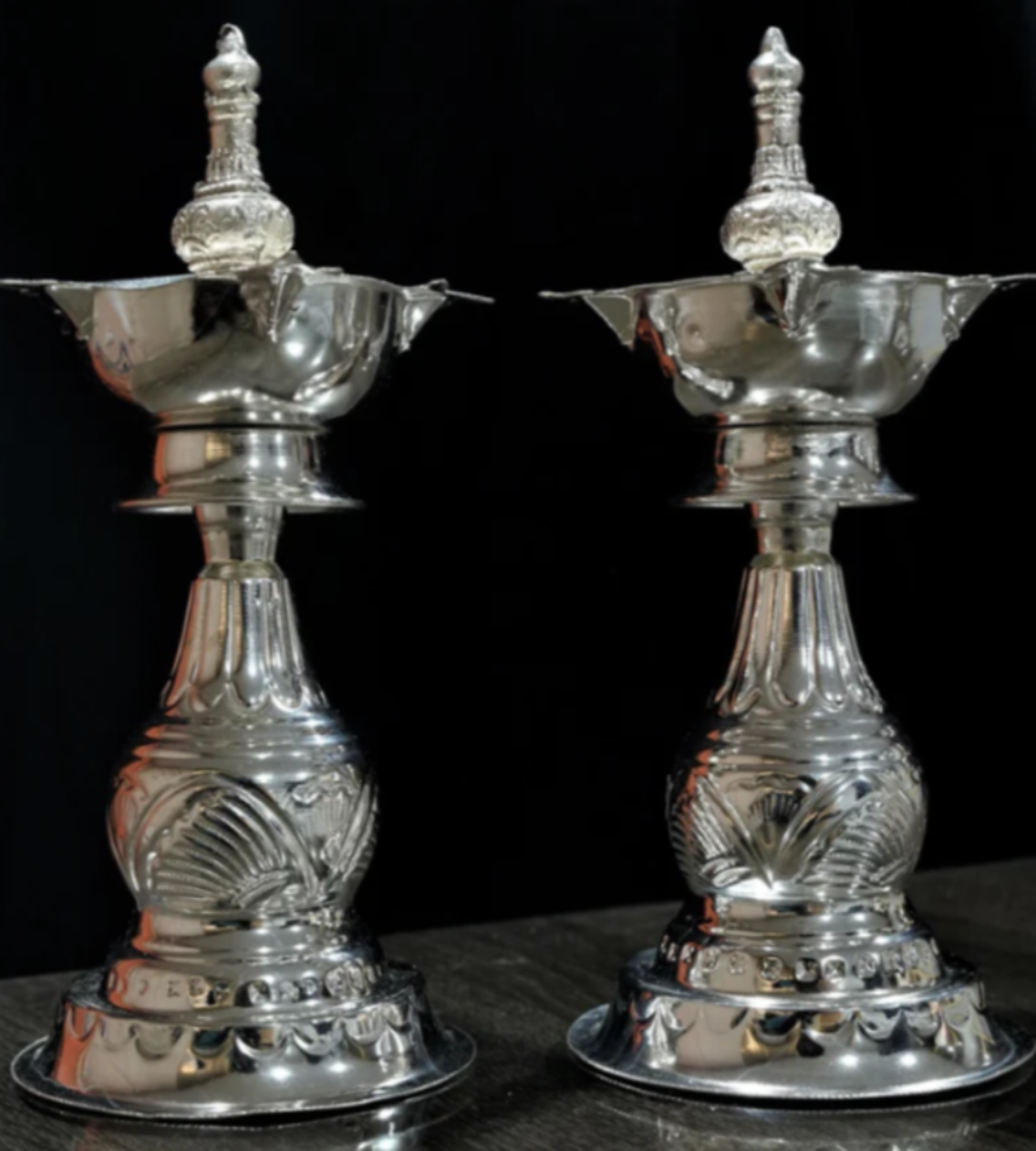 Sigaram 2 German Silver Diya is best for Home, Office and Temple Poojas K3131