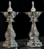 Sigaram 2 German Silver Diya is best for Home, Office and Temple Poojas K3131