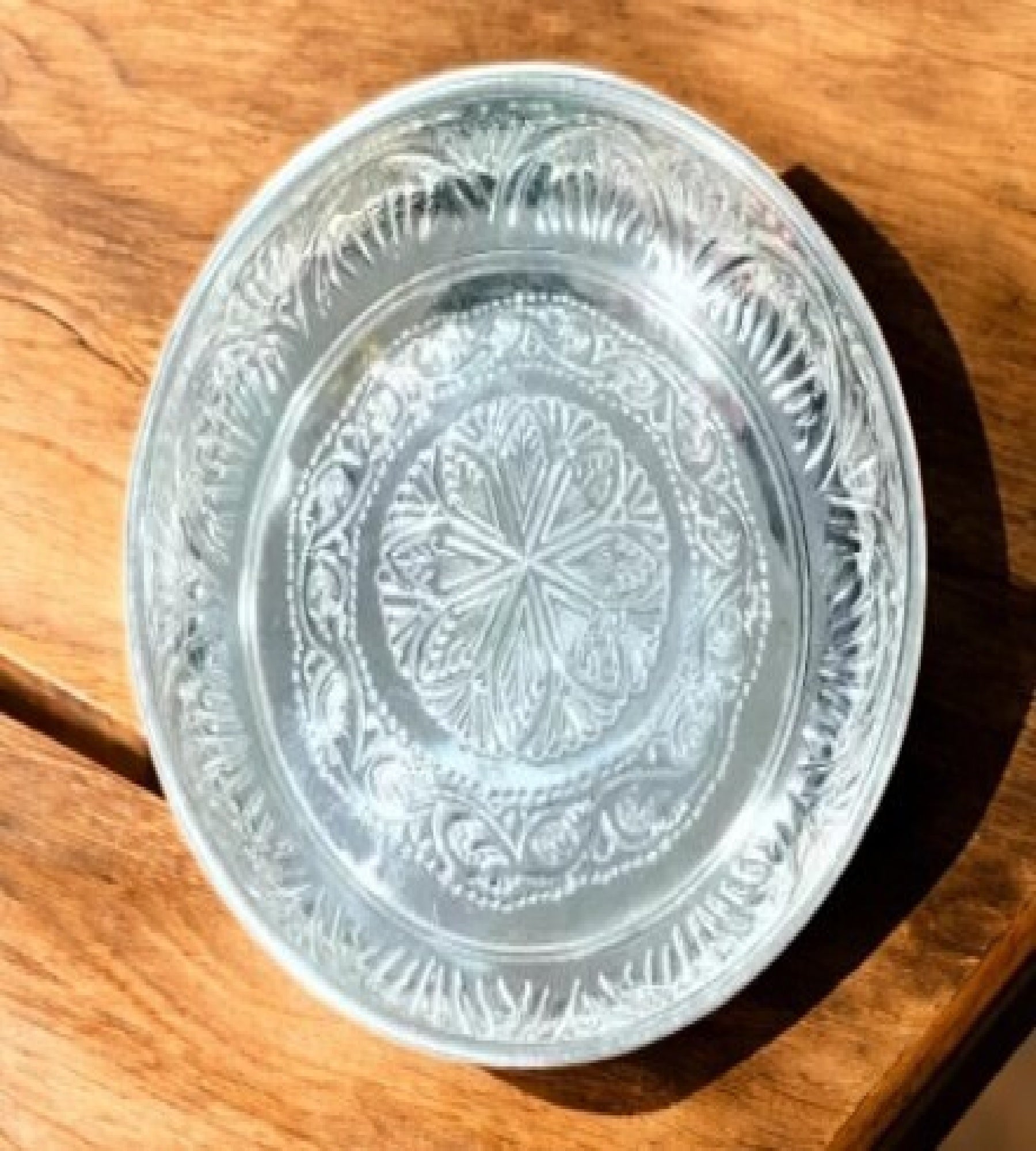 Sigaram German Silver 9 Inch Floral Designed Plate With Stand for Home Pooja Decor K3808