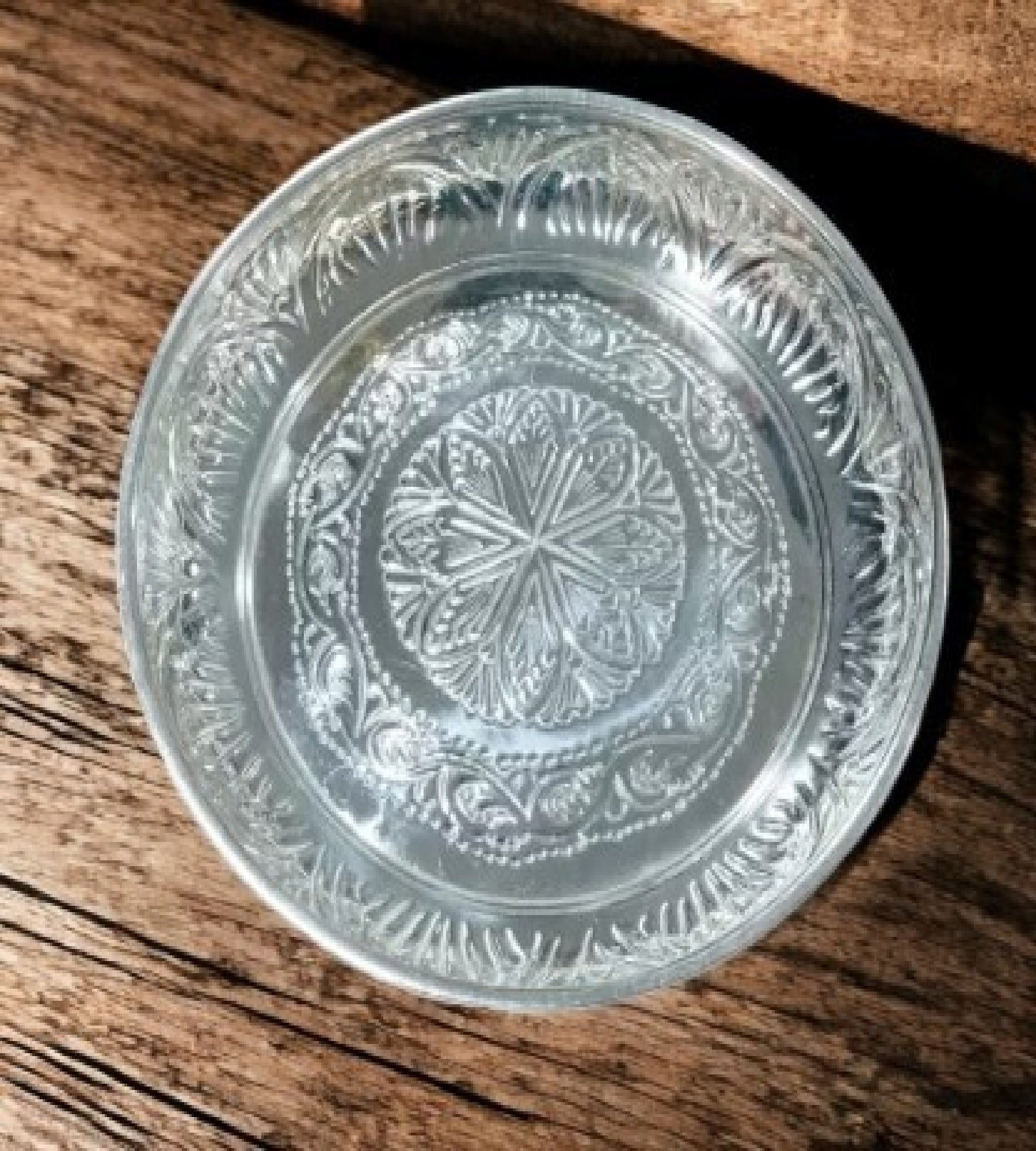 Sigaram German Silver 10 Inch Floral Design Plate With Stand for Home Pooja Decor K3810