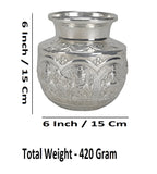 Sigaram German Silver 6.2X5.5 Inch Asta Lakshmi Kalash for Pooja Decor K3976