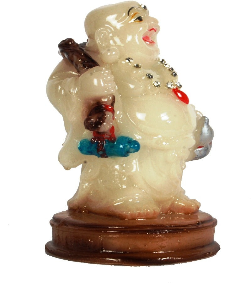Radium Laughing Buddha - Happy Man - will shine in the dark as radium best suited for Home, Office and Car Dashboard - K412