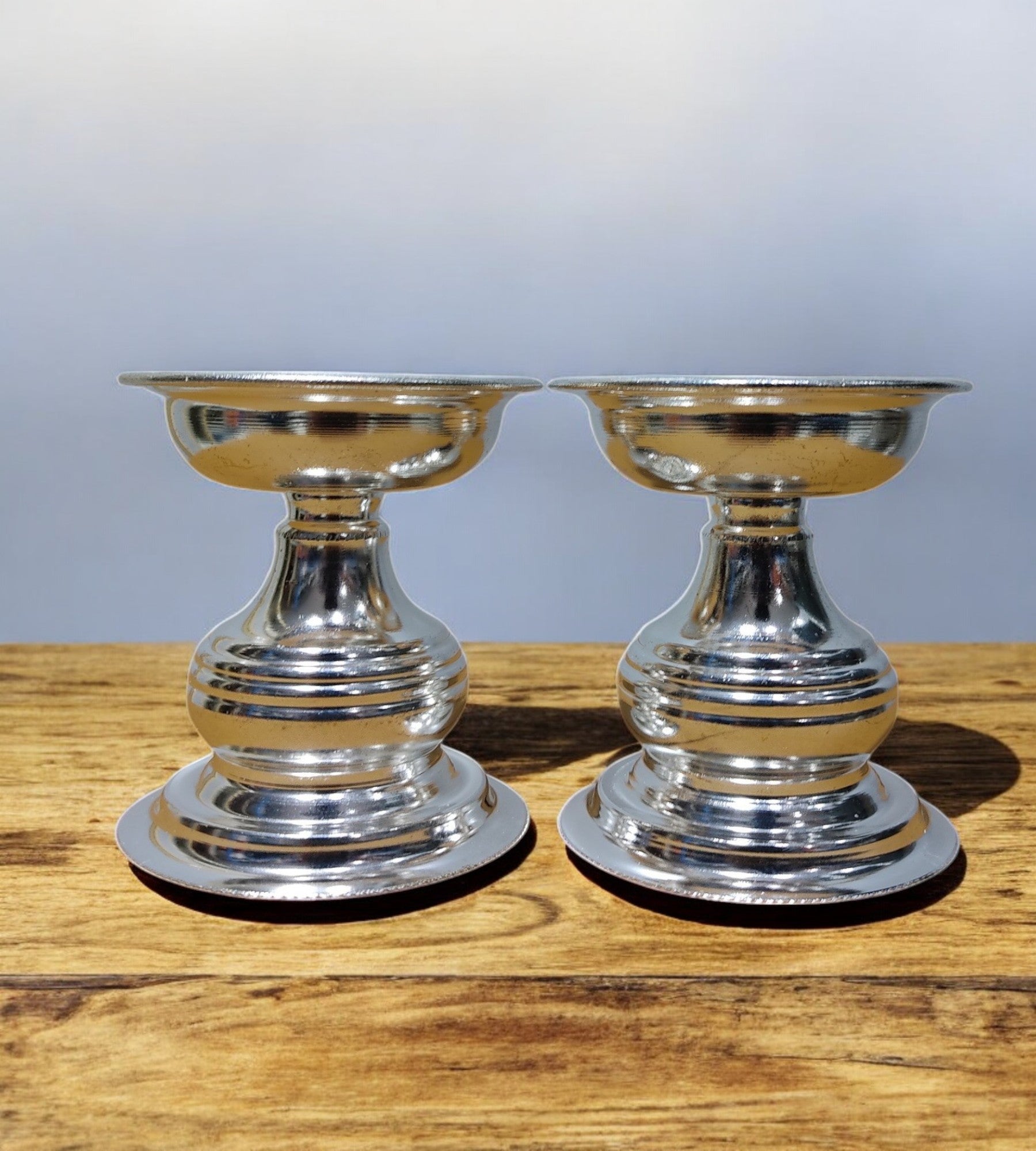 Sigaram German Silver Pooja Thali Diya or Vilakku For Home or Festival Decoration-K4120