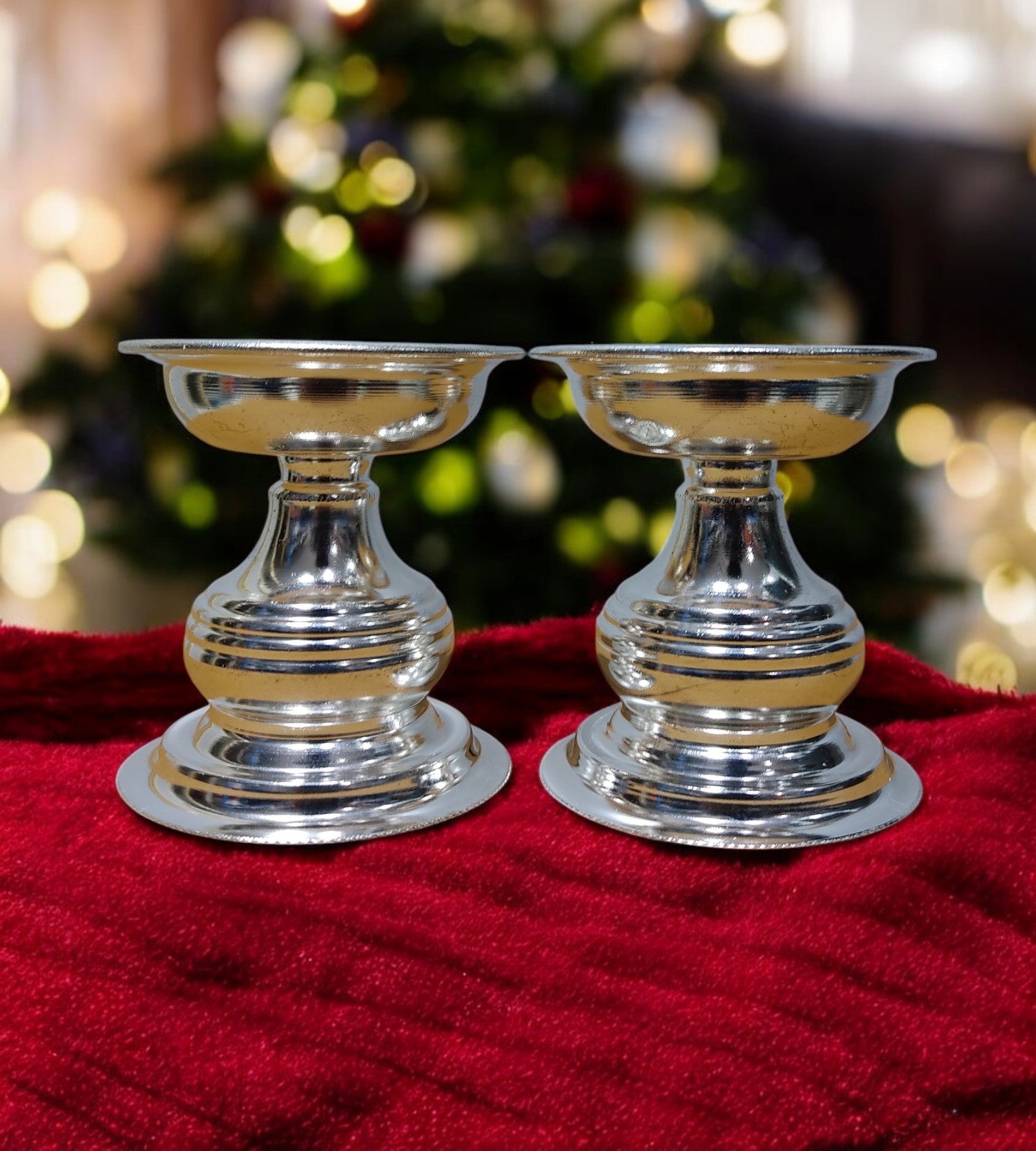 Sigaram German Silver Pooja Thali Diya or Vilakku For Home or Festival Decoration-K4120