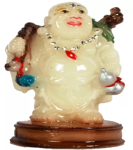 Radium Laughing Buddha - Happy Man - will shine in the dark as radium best suited for Home, Office and Car Dashboard - K412