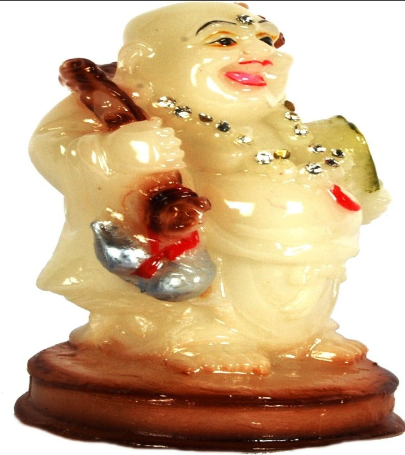 Radium Laughing Buddha - Happy Man - will shine in the dark as radium best suited for Home, Office and Car Dashboard - K413