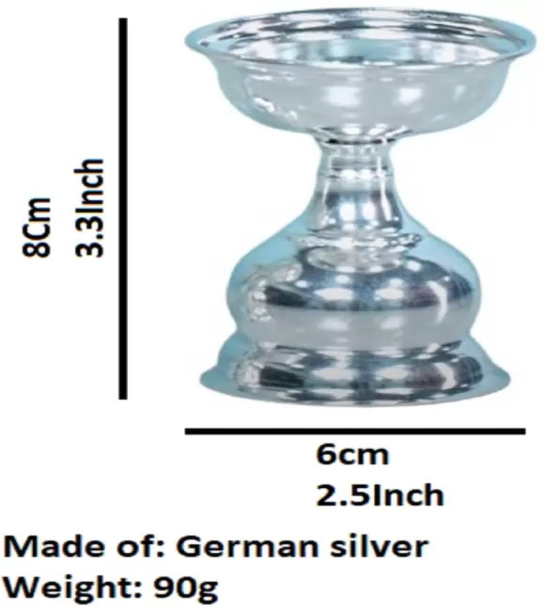 Sigaram 8X6 Cm Deepa Made by Pure German Silver For Pooja K4131