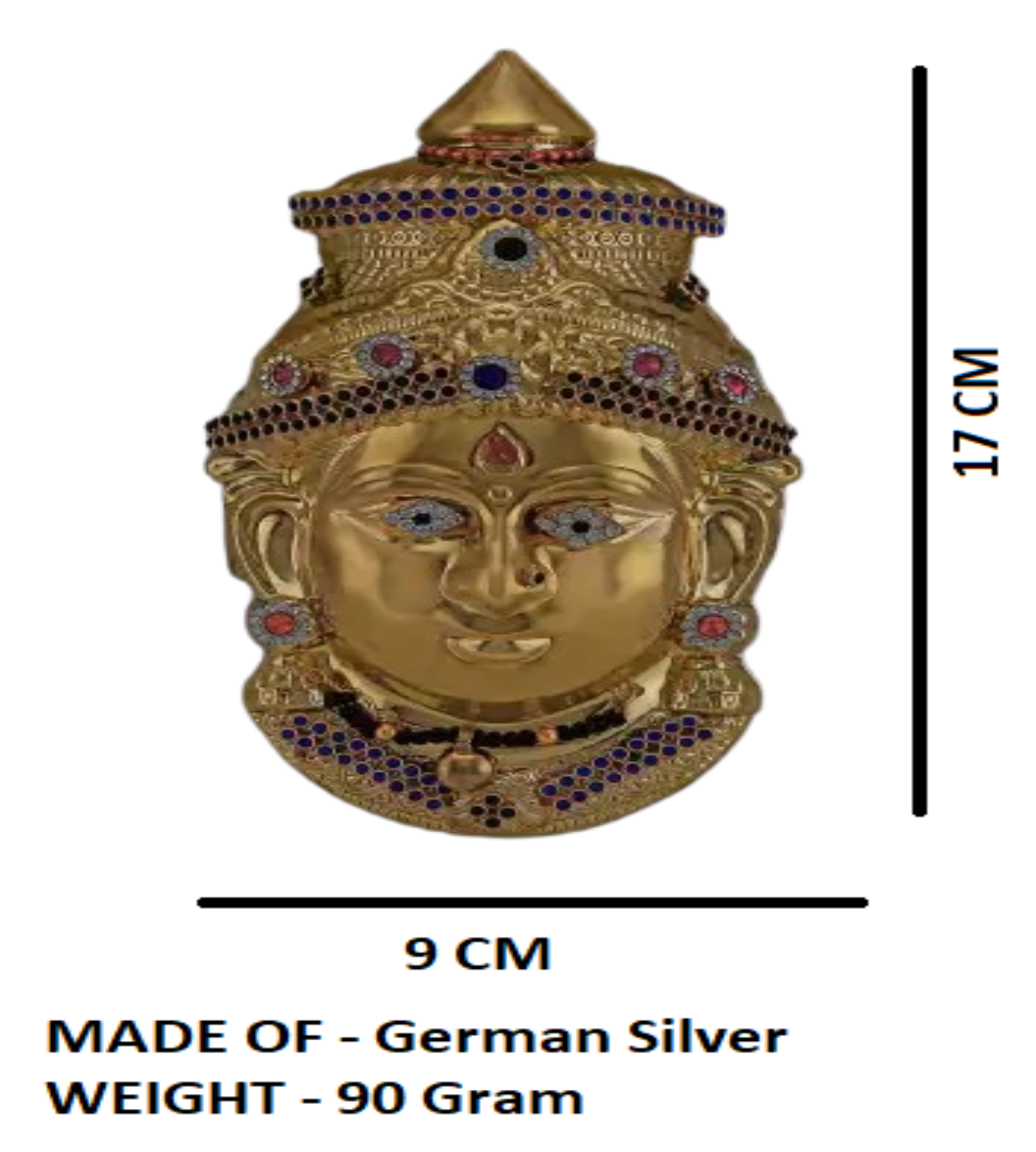 Sigaram 6.5X3.5 Inch Silver Plated  Mahalakshmi Face Mukoot for Vara Mahalakshmi Festival K4140