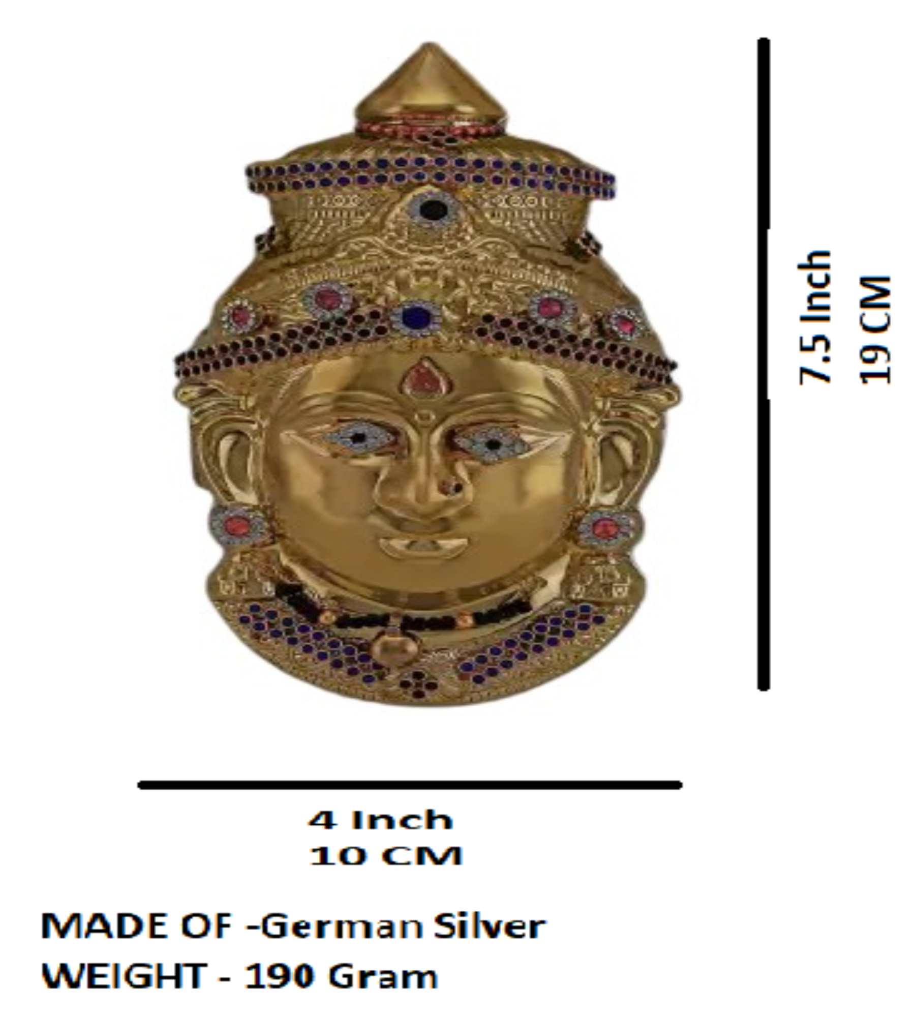 Sigaram 7.5X4 Inch  Silver Plated  Lakshmi Face Mukoot for Vara Mahalakshmi Festival K4141