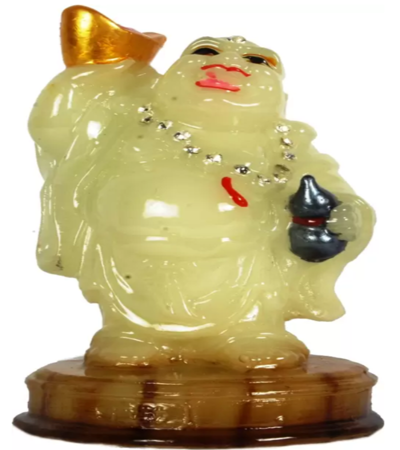 Radium Laughing Buddha - Happy Man - will shine in the dark as radium best suited for Home, Office and Car Dashboard - K415