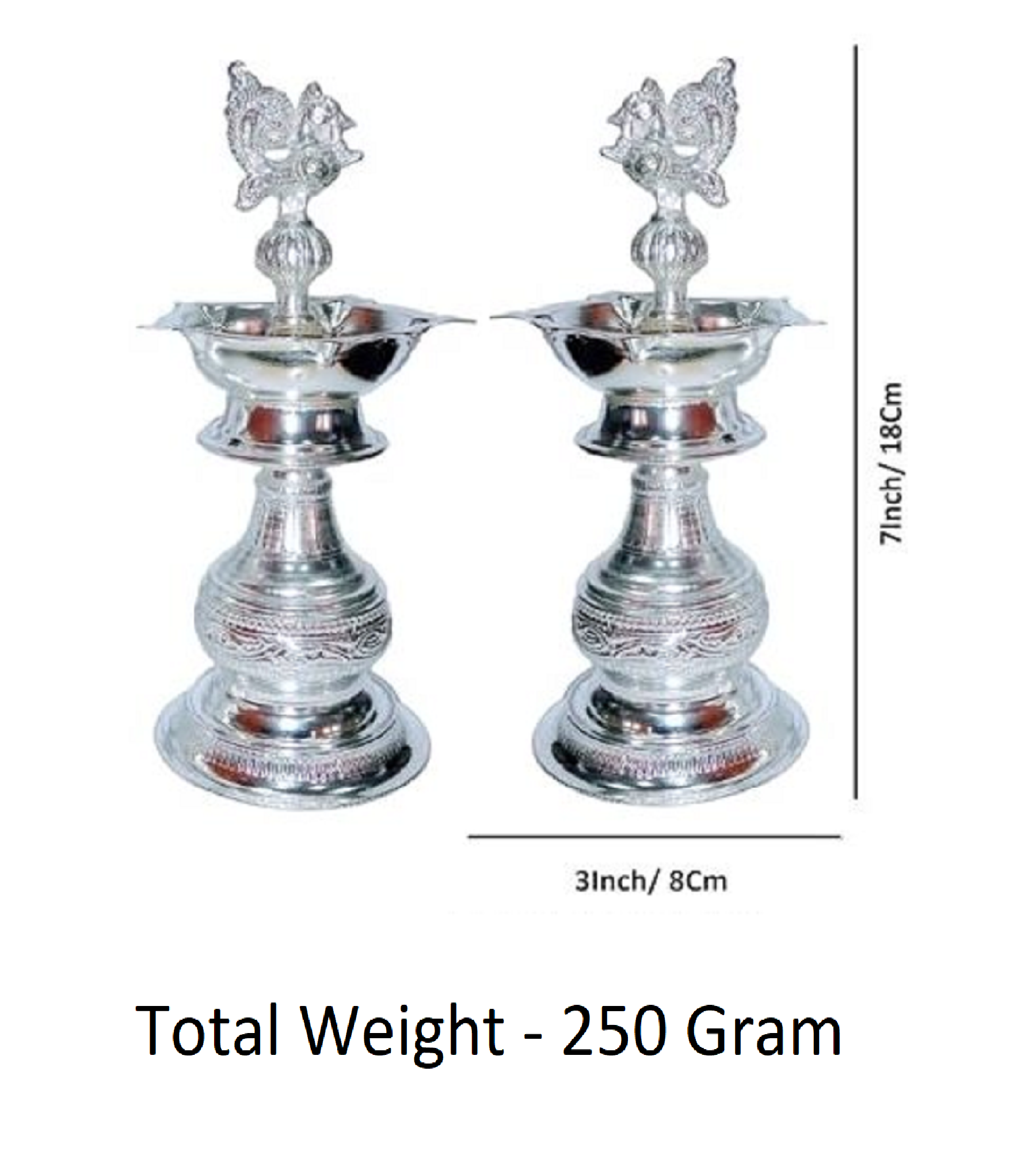 Sigaram 7X3 Inch Diya Made By Pure German Silver For Home Pooja Decor K4239