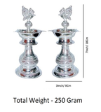Sigaram 7X3 Inch Diya Made By Pure German Silver For Home Pooja Decor K4239