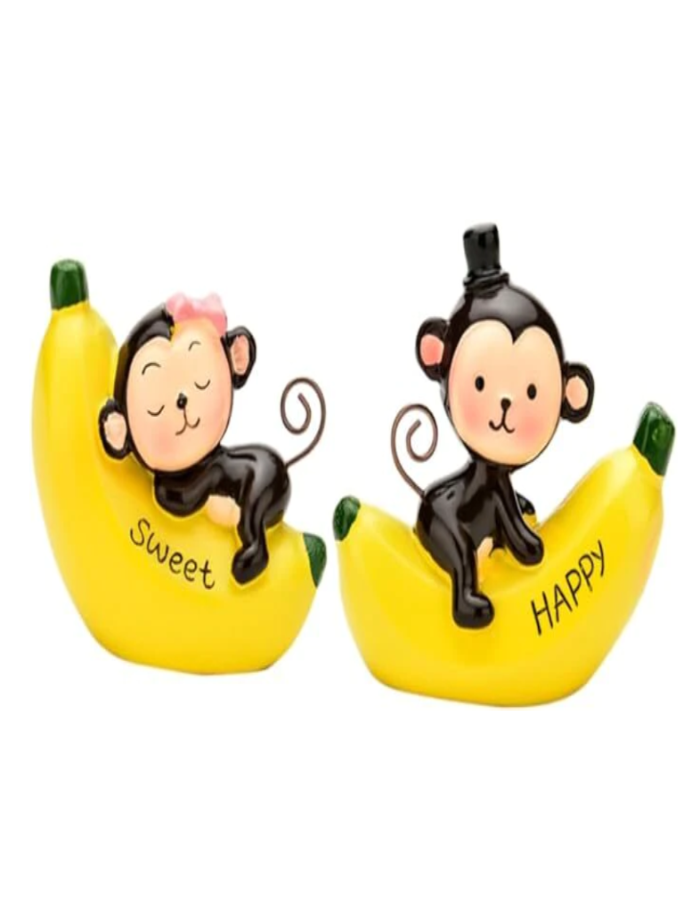 Baby Monkeys On Banana Figurin Miniature Showpiece Statue For Gift,Lovers K4256