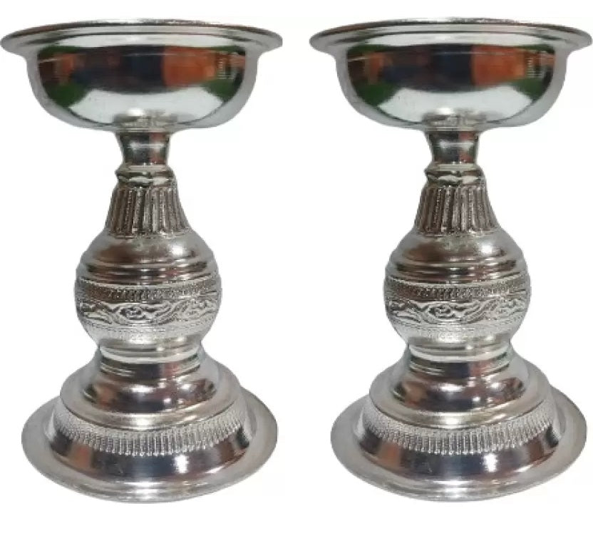 Sigaram 9X6 Cm Deepa Made by Pure German Silver For Pooja K4313