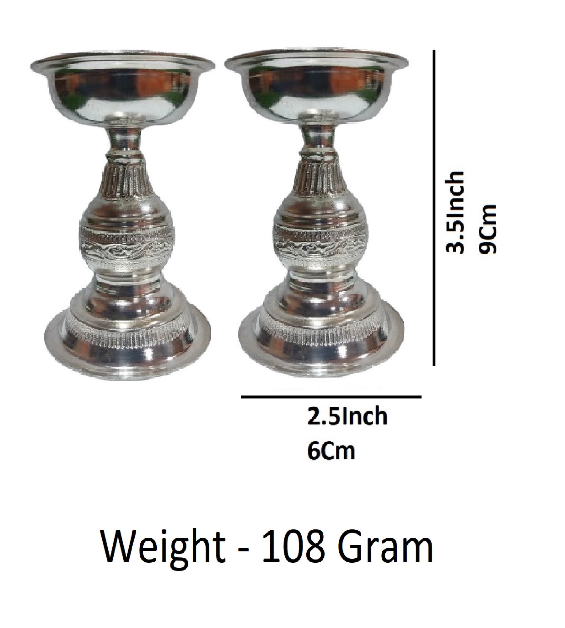 Sigaram 9X6 Cm Deepa Made by Pure German Silver For Pooja K4313
