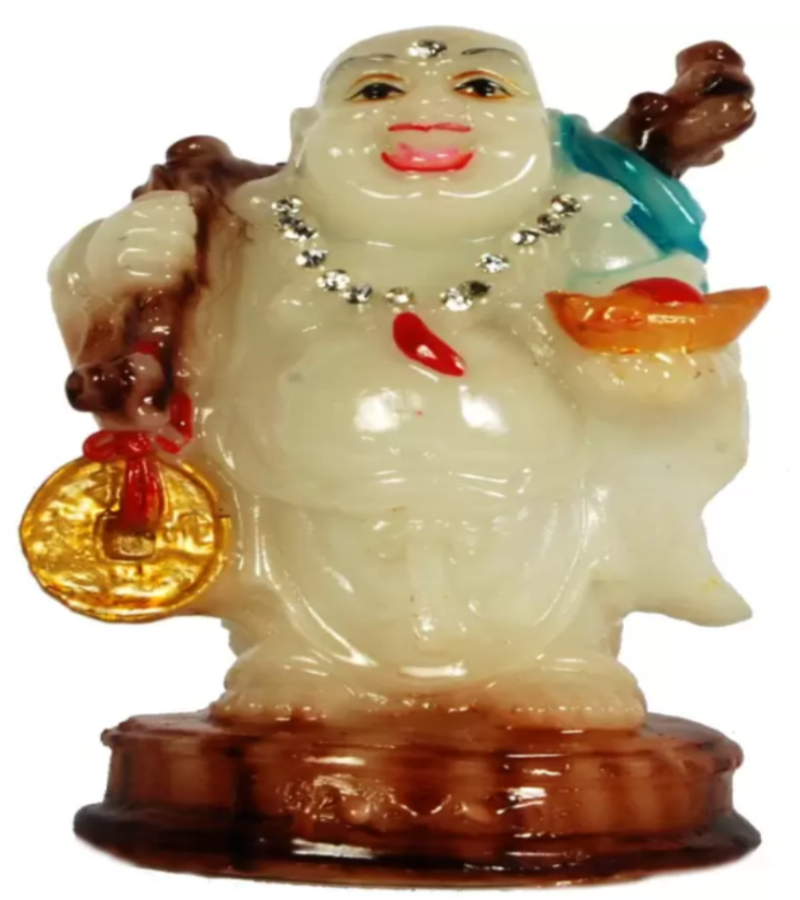 Radium Laughing Buddha - Happy Man - will shine in the dark as radium best suited for Home, Office and Car Dashboard - K435