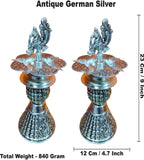 Sigaram 9 Inch Antique German Silver Diya Samai Deepa For Home Pooja Decor K4396
