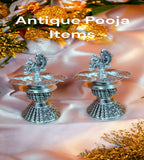 Sigaram 9 Inch Antique German Silver Diya Samai Deepa For Home Pooja Decor K4396