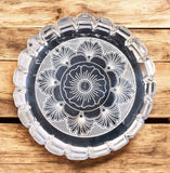 Sigaram 8 Inch German Silver Floral Designed Plate with Lay For Home Pooja Decor K4404