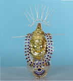 Sigaram 7x3.5 Inch German Silver lakshmi Face Mukoot For Vara Mahalakshmi Festival K4412