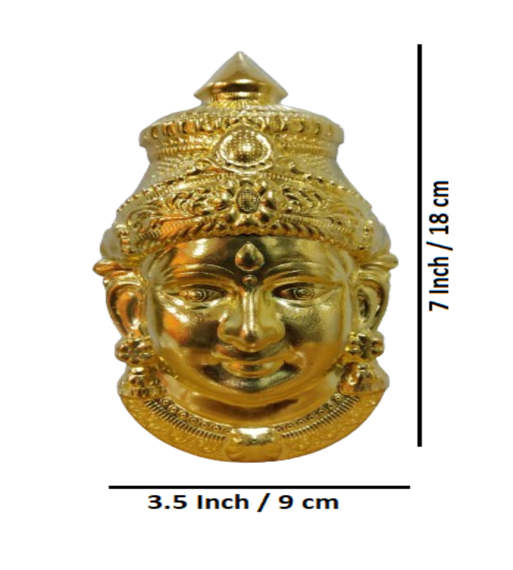 Sigaram 7x3.5 Inch German Silver lakshmi Face Mukoot For Vara Mahalakshmi Festival K4412