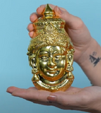 Sigaram 7x3.5 Inch German Silver lakshmi Face Mukoot For Vara Mahalakshmi Festival K4412