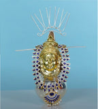 Sigaram 7.5x4 Inch German Silver Lakshmi Face Mukoot For Vara Mahalakshmi Festival K4413