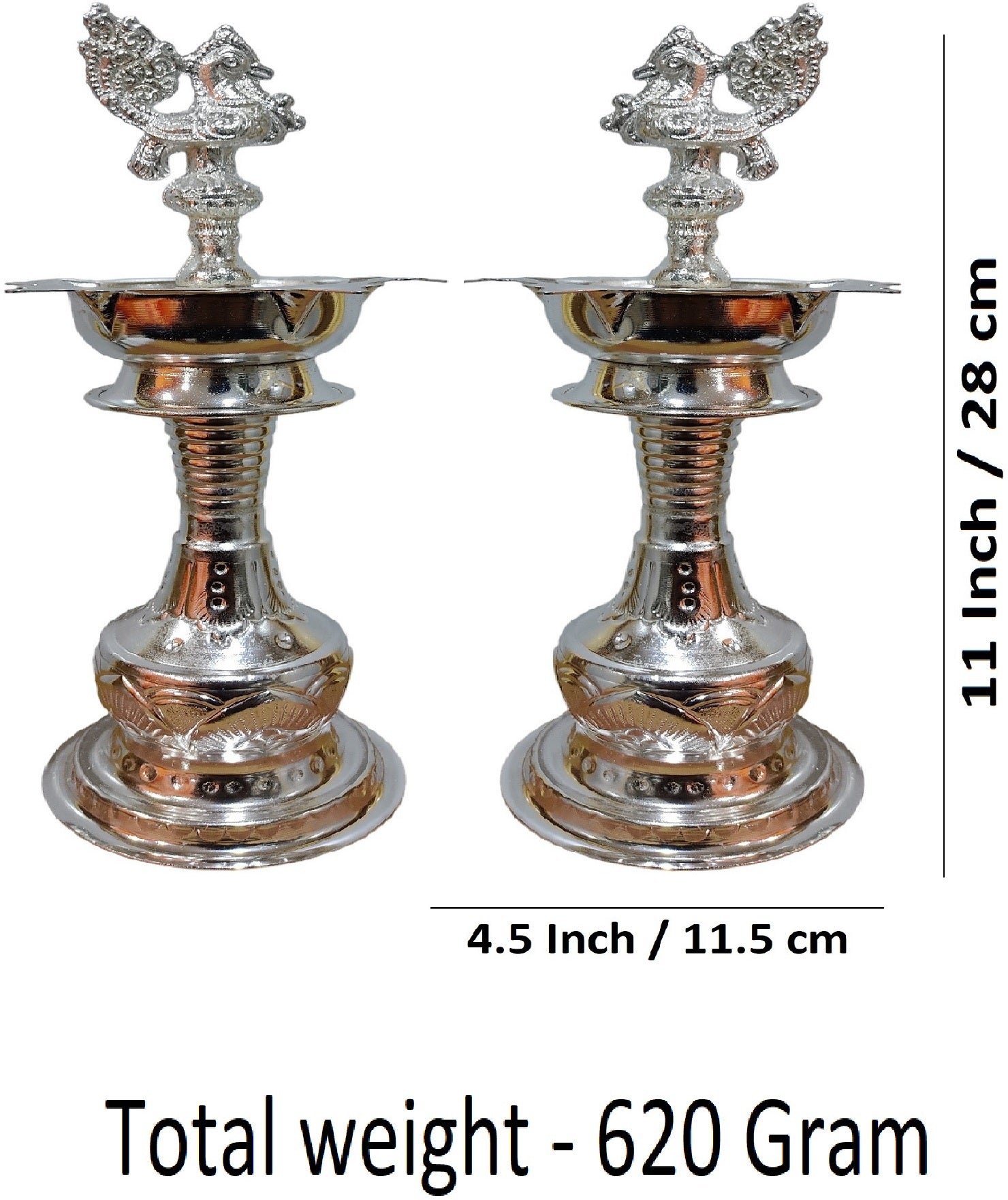 Sigaram 11 Inch Diya Made By Pure German Silver For Home Pooja Decore K4414