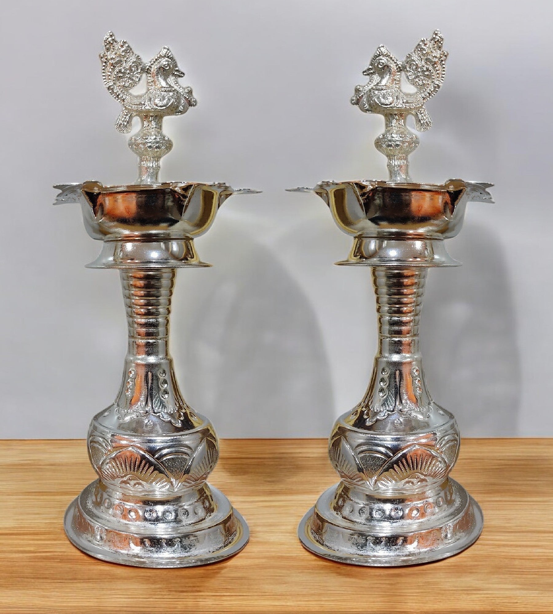 Sigaram 11 Inch Diya Made By Pure German Silver For Home Pooja Decore K4414
