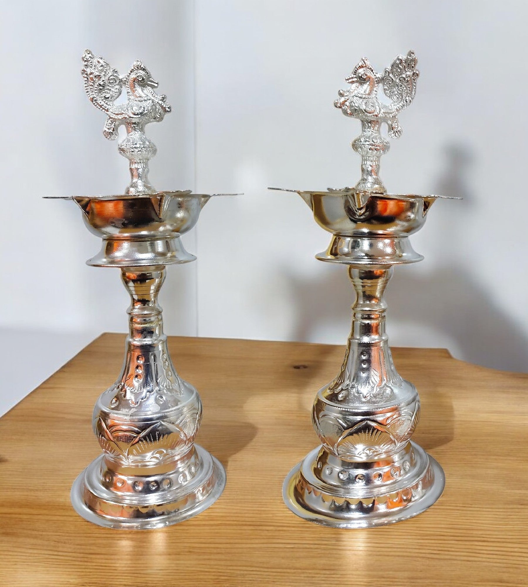 Sigaram 11 Inch Diya Made By Pure German Silver For Home Pooja Decore K4415